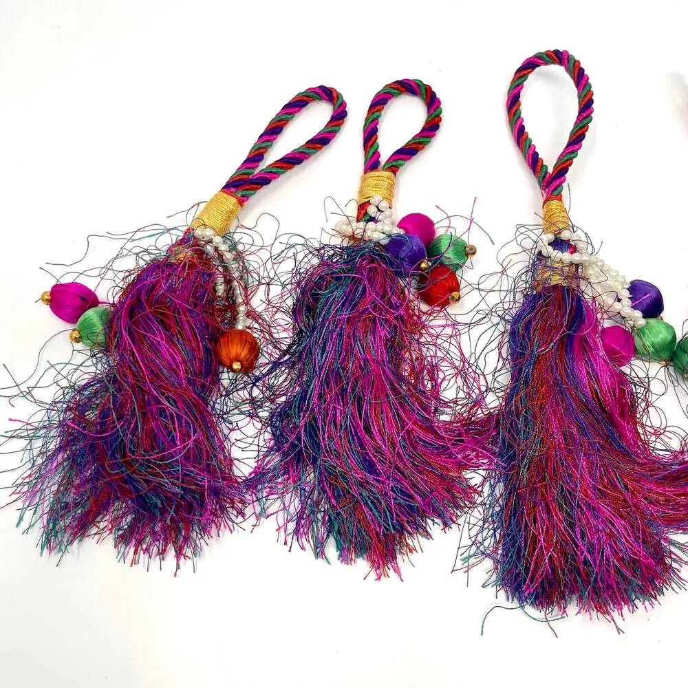 Unbranded Multicolor Tassel Beaded Napkin Holder Set